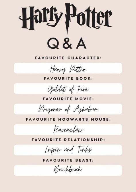 Q And A, Goblet Of Fire, Harry Pottah, Hogwarts Houses, Favorite Books, Tell Me, Hogwarts, Favorite Character, Harry Potter