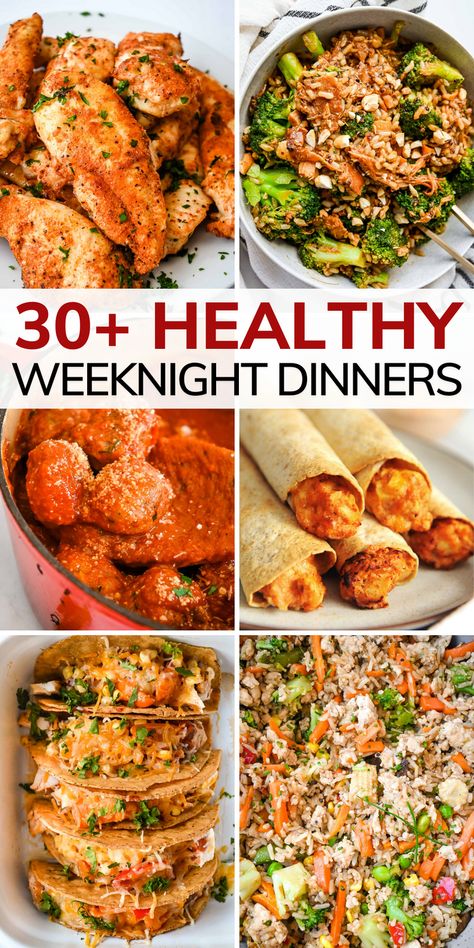 These 33 healthy family dinner ideas will help you to make dinner tonight! Whether you have hungry teenagers and kids or picky toddlers, each of these recipes is a family-approved meal, full of nutritious ingredients and tons of flavor. All of these recipes are quick, easy, and can be thrown together with minimal effort! Healthy Family Dinner Ideas, Healthy Family Dinner, Healthy Dinner Ideas, Family Dinner Ideas, Quick Healthy Dinner, Healthy Weeknight Meals, Healthy Weeknight Dinners, Healthy Family Dinners, Healthy Family Meals