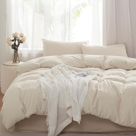 3 Pieces Beige Duvet Cover Queen - 1 Queen duvet cover 90" x 90" , 2 pillowcases 26" x 20" (NO insert included) High Quality - Beige duvet cover is made of high-quality microfiber, which is super soft and comfortable. Simple solid color will presence a elegant style, making this queen size duvet cover a great decoration to your bedroom. Our cute duvet cover is a great gift idea at the special festival. Beige Duvet Cover, Beige Duvet, Cute Duvet Covers, Beige Duvet Covers, Beige Comforter, Queen Size Duvet Covers, Green Duvet, White Comforter, White Duvet Covers