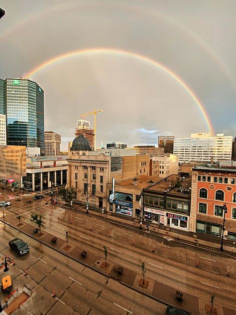 Rainbows in Winnipeg, Manitoba Canada Winnipeg Canada, Manitoba Canada, Winnipeg Manitoba, The Calm, A Storm, Vancouver, Beautiful Colors, Chicago, Rainbow