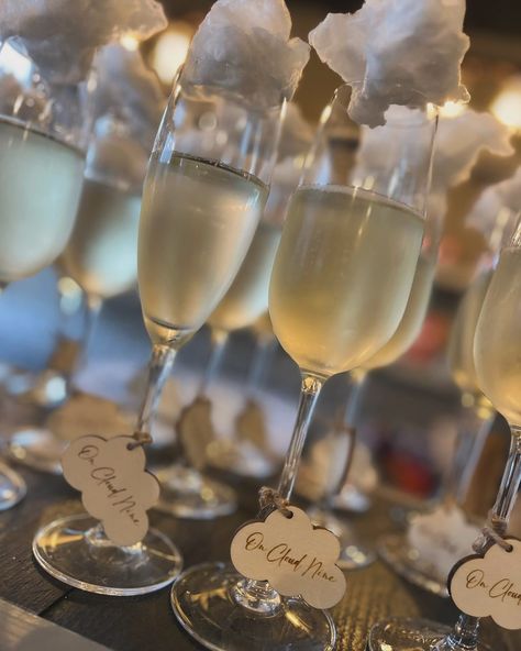 ☁️🥂On Cloud Nine🥂☁️ Heavenly welcome drinks for this “On Cloud Nine” themed baby shower ��🥰☁️🥂🍾 finished off with our new cloud shaped drink tags! #WoodenDecor #BabyShower #OnCloudNine #CloudNineDrinks #HeavenlySips #BabyShowerDrinks #CheersToNewBeginnings #BabyShowerGoals #EtsyShop #ShopSmall Cloud Food Ideas, Heavenly Sent Baby Shower Theme, Baby Shower On Cloud 9, On Cloud Nine Bridal Shower Theme Decor, On Cloud 9 Engagement Party, In The Clouds Baby Shower Theme, Cloud Gender Reveal Ideas, Heaven Baby Shower Theme, Cloud Themed Baby Shower Ideas