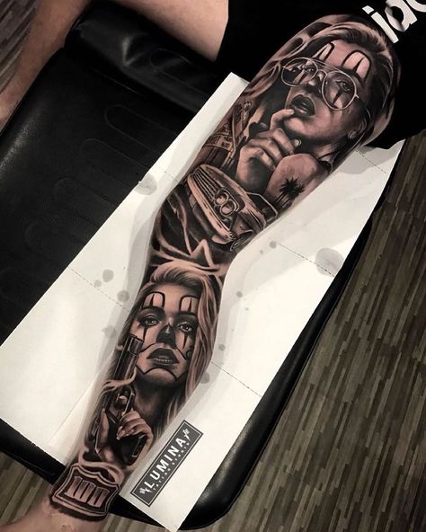 Dortmund Wallpaper, Calf Tattoo Ideas, Lowrider Tattoo, Chicanas Tattoo, Chicano Tattoos Sleeve, Arm Sleeve Tattoos For Women, Lion Tattoo Sleeves, Full Leg Tattoos, Full Tattoo