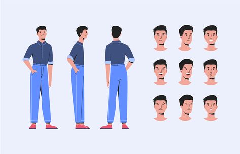 Corporate Character Design, Caracter Designer Illustration, Flat Illustration Characters, Man Illustration Character, Charectors Design, Character Illustration Male, 2d Character Illustration, Character Design Turnaround, Minimalist Character Design