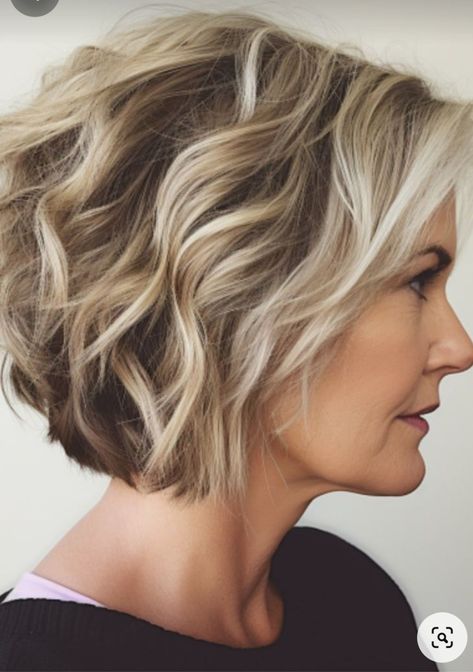 "Elegant Transformations: Gorgeous Hairstyles and Haircuts for Women Over 50. Rediscover Your Radiance! Timeless Looks for Timeless Beauty. Wavy Bob Haircuts, Thick Wavy Hair, Bob Hairstyles For Thick, Wavy Bob Hairstyles, Wavy Haircuts, Chin Length Hair, Short Hairstyles For Thick Hair, Bob Haircuts For Women, Short Wavy