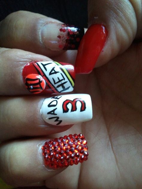 Miami Heat nails#nails2000#heatnation#dwade Miami Heat Nails, Heat Nails, Awesome Nails, Miami Heat, Miami, Nail Designs, Convenience Store Products, Heat, Nails