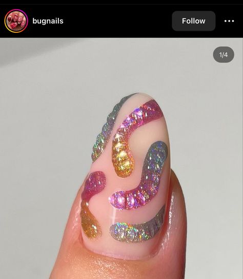 Nail Asthetic, Funny Nails, Gummy Worm, Nails Korean, Nail Design Glitter, Really Cute Nails, Fire Nails, Dream Nails, Funky Nails