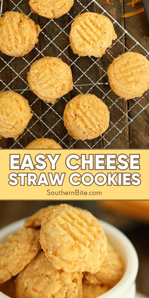 This recipe for my Easy Cheese Straw Cookies has all the great flavor of classic Southern cheese straws, but with a fraction of the work. Cheesy Garlic Monkey Bread, Cheese Straw, Vegan Finger Foods, Pin Wheels, Pimento Cheese Recipes, Cheese Straws, Sausage Balls, Easy Cheese, Cheese Cookies