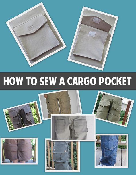 How to sew a cargo pocket tutorial Sew Pockets, Cargo Pocket Design, Pocket Sewing, Pocket Tutorial, Sewing Pockets, Pants Sewing, Sewing 101, Cosplay Tutorial, Pocket Pattern