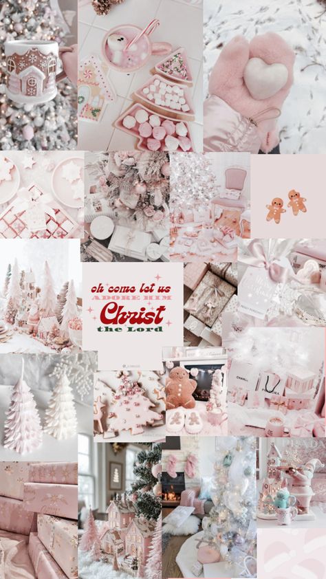 Pink Christmas iPhone wallpaper Christ Wallpaper, Christmas Wallpaper Iphone Cute, Come Let Us Adore Him, Preppy Christmas, Christmas Wallpapers, Christmas Pink, Cute Christmas Wallpaper, Preppy Wallpaper, Wallpaper Iphone Christmas