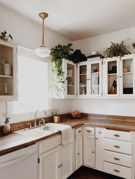 https://www.domino.com/content/decorating-above-kitchen-cabinets/ Plants Above Kitchen Cabinets, Decorate Above Kitchen Cabinets, How To Decorate Above Kitchen Cabinets, Above Cabinet Decor, Space Above Kitchen Cabinets, Top Of Kitchen Cabinets, Top Kitchen Cabinets, Decorating Above Kitchen Cabinets, Above Kitchen Cabinets