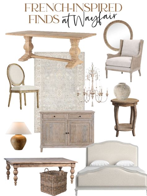 Looking for French style furniture and decor and coming up empty handed? We're sharing tons of fabulous French farmhouse finds at Wayfair! French Modern Farmhouse, Modern French Farmhouse Decor, French Farmhouse Furniture, Modern French Country Decorating, Modern French Farmhouse, French Cottage Garden, Country French Home, French Provincial Decor, French Ideas