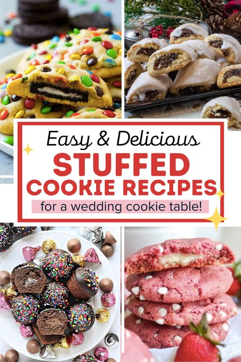 Frosting Stuffed Cookies, Easy Stuffed Cookies, Candy Filled Cookies, Best Stuffed Cookie Recipes, Cookie Filling Ideas, Creative Cookies Recipes, Cherry Pie Stuffed Cookies, Christmas Stuffed Cookies, Stuffed Gourmet Cookies