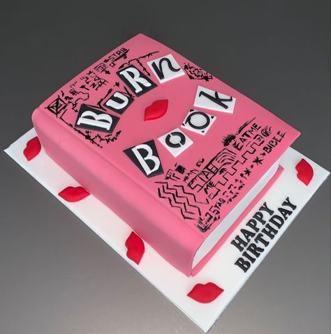 Y2k Birthday Cake Aesthetic, Mean Girls Birthday Cake, 2000s Birthday Cake, Mean Girls Birthday Party Theme, Book Themed Cake, Mean Girls Party, 14th Birthday Party Ideas, Teen Cakes, 13 Birthday Cake