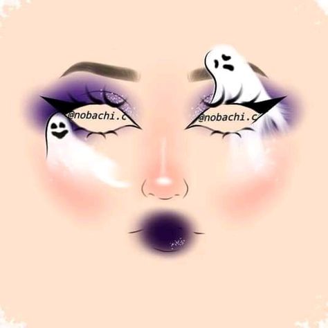 Graphic Halloween Makeup, Halloween Makeup Looks Drawing, Halloween Makeup Face Charts, Halloween Facechart, Halloween Makeup Ghost, Creative Makeup Ideas Art Inspiration, Boceto Makeup Egirl, Makeup Halloween Ideas Creative, Halloween Aesthetic Makeup