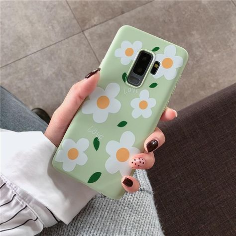 DCHZIUAN Cute Flower Phone Case For Samsung Galaxy S10 S8 S9 Plus Note 8 Note 9 S10 Plus Case Candy Green Soft Silicone Cover Outfit Accessories From Touchy Style. | Free International Shipping. Mint Phone Case, Samsung Galaxy 9, Phones Aesthetic, Samsung 9, Popsockets Phones, Capas Samsung, Girl Phone Cases, Galaxy Phone Cases, Green Soft