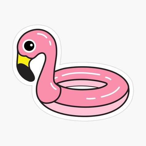 Pool Floatie Drawing, Pool Float Drawing, Summer Stickers Aesthetic, Cute Summer Stickers Aesthetic, Flamingo Float Drawing, Swim Stickers, Swimming Stickers, Cute Beach Stickers, Pink Flamingo Float