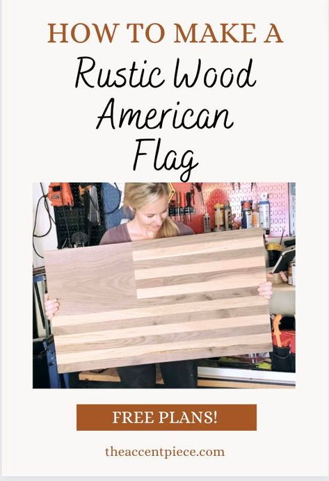 Step by step tutorial for how to make your own large DIY rustic wood American flag wall art from reclaimed wood. Wooden Flags Diy, Wood Flags, Rustic Wooden American Flag, American Flag Wall Art, Flag Diy, Wood Planer, American Flag Wall, Rustic American Flag, Woodworking Plans Beginner