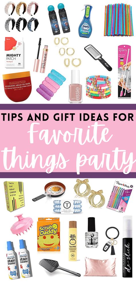 Planning a favorite things party and need gifts that won't break the bank? Check out these favorite things gift ideas that are $15 or less! favorite things party ideas Christmas Favorites Things Party, Cheap Gift Bag Ideas, Summer Favorite Things Party, Favorites Party Ideas, My Favorite Things Gift Exchange, Some Of My Favorite Things, A Few Of My Favorite Things Gift Basket, Valentines Favorite Things Party, 3 Favorite Things Gift Exchange Ideas