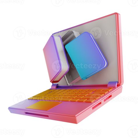 3D illustration colorful laptop and book Laptop Icon, Illustration Colorful, 3d Images, 3d Motion, Motion Graphic, 3d Illustration, Motion Graphics, Template Design, Vector Free