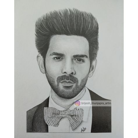 Kartik aryaan #kartikaryaan Kartik Aaryan Pencil Sketch, Kartik Aaryn Sketches, Beautiful Pencil Sketches, Male Face Drawing, Very Easy Drawing, Pencil Drawing Images, Portraits Drawing, Celebrity Portraits Drawing, Kartik Aaryan