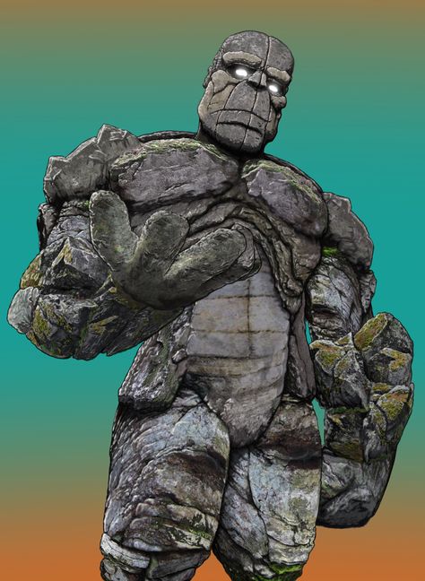 This rock giant is made out of 68 photographs of boulders, rocks and cliff sides, with a little shading drawn on top. Rock Person Character Art, Rock Face Drawing, Fantasy Symbols, Rock Creature, Rock Character, Discord Game, Rock Monster, Shading Drawing, Rock Face