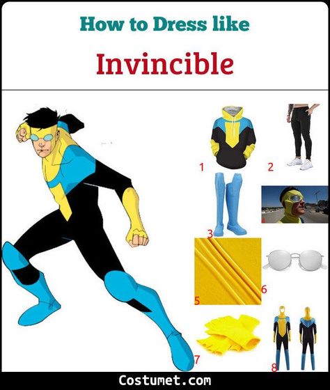 Invincible Costume for Cosplay & Halloween 2021 Invincible Blue Suit, Invincible Costume, Invincible Cosplay, Light Blue Boots, Atom Eve, Light Blue Suit, Hero Time, Black Jogger Pants, Costume For Halloween