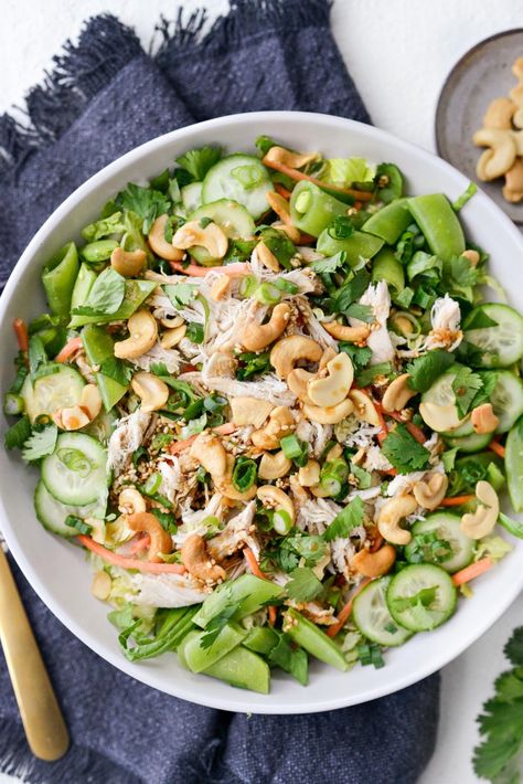 Cashew Salad Recipes, Chicken Mason Jar Salad, Asian Cashew Chicken, Roast Chicken Salad, Toasted Sesame Dressing, Cashew Chicken Salad, Probiotic Diet, Cashew Salad, Lodge Kitchen