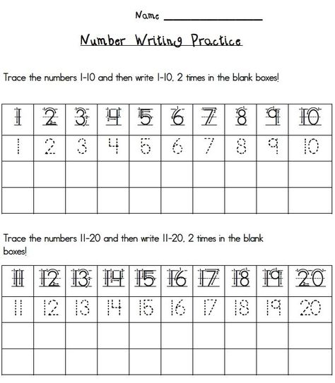 Numbers 1-20 Handwriting Worksheets Number Practice Kindergarten, Handwriting Worksheets For Kindergarten, Number Writing Worksheets, Number Writing Practice, Kindergarten Handwriting, Number Writing, Numbers Kindergarten, Numbers Preschool, Handwriting Worksheets