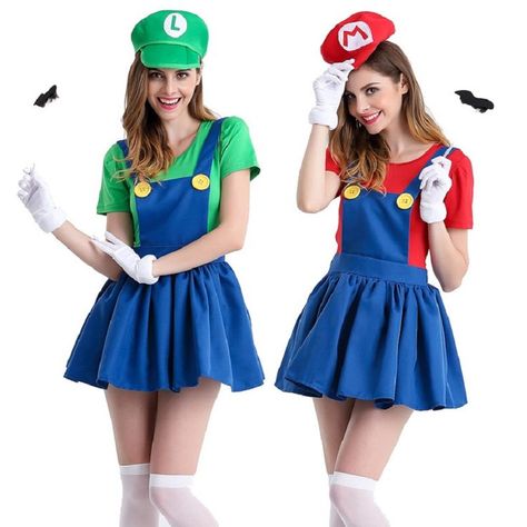 Mario Costume Women, Luigi Halloween Costume, Super Mario Costumes, Adult Women Halloween Costumes, Super Mario Luigi, Luigi Costume, Mario Costume, Super Mario And Luigi, Classic Halloween Costumes