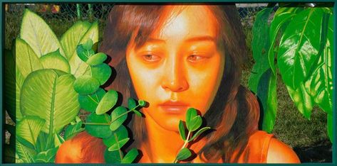 Original Art Oil Painting, measuring: 156.5W x 76H x 7D cm, by: Seunghwan Kim (South Korea). Styles: Impressionism, Portraiture, Figurative, Realism, Fine Art. Subject: Women. Keywords: Plant, Colorful, Green, Shade, Face, Sunshine, Kimseunghwan, Seunghwankim, Girl. This Oil Painting is one of a kind and once sold will no longer be available to purchase. Buy art at Saatchi Art. Free Style Painting, Plant People Art, Adult Art Projects, Glowing Painting, Happiness Painting, Figurative Impressionism, Spotted Deer, Seung Hwan, Deer Painting