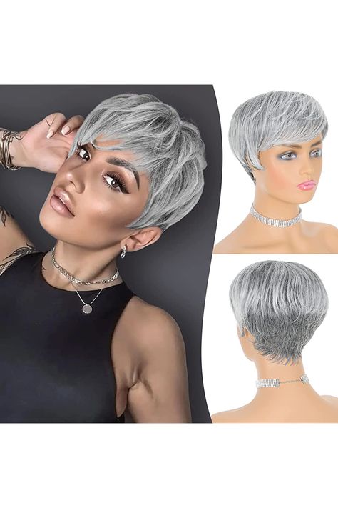 Grey Hair Wig, Style Bob, Short Ombre, Grey Wig, Cosplay Hair, Pixie Cut Wig, Body Wave Wig, Short Pixie Cut, Short Haircut