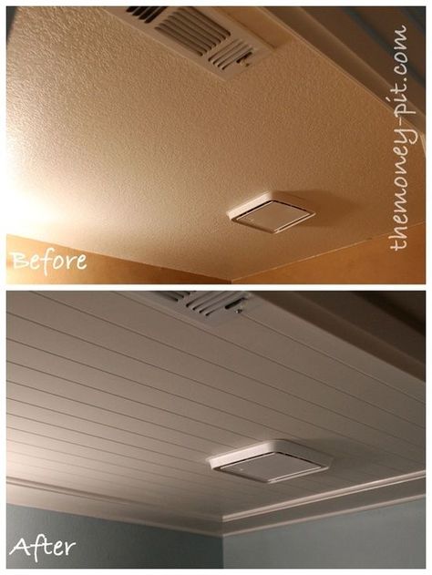 Camper Vintage, Remodel Farmhouse, Diy Camper Remodel, Beadboard Ceiling, Ceiling Texture, Rv Makeover, Rv Renovations, Camper Makeover, Camper Living