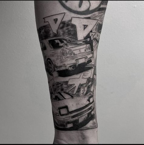 Initial D Tattoo Ideas, Drift Tattoo Ideas, Initial D Tattoo Anime, Japanese Car Tattoo, Supra Tattoo, Jdm Tattoo, Initial D Tattoo, Drift Tattoo, Mangas Tattoo