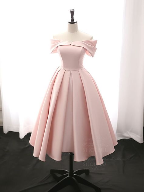 Silk Bow Dress, Cute Pink Dress Aesthetic, Cosette Aesthetic, Pink Dress Homecoming, Graduation Dress Pink, Cute Pink Dresses, Pink Dress Elegant, Satin Pink Dress, A Line Dress Formal