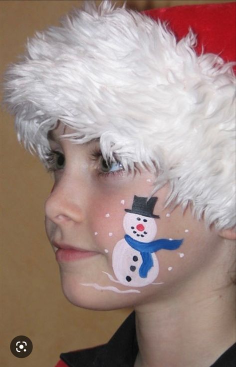 Easy Face Painting Designs, Face Painting For Boys, Christmas Face Painting, Fair Face, Cheek Art, Girl Face Painting, Painting Face, Small Snowman, Face P