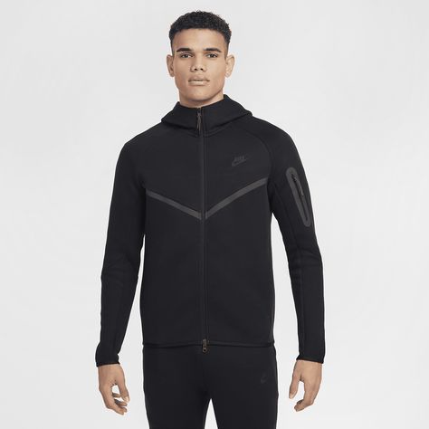 Nike Tech Men's Full-Zip Windrunner Hoodie Black Nike Tech, Nike Tech Fleece Hoodie, Tech Fleece Hoodie, Nike Sportswear Tech Fleece, Windrunner Jacket, Nike Tech Fleece, Nike Tech, Tech Fleece, Mens Sportswear