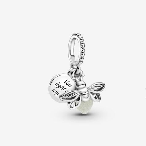 Pandora Passions Glow-In-The-Dark Firefly Dangle Charm 799352c01 Pandora Charms Firefly, Pandora Necklace Charm, Glow In The Dark Pandora Charm, Pandora Dangle Charms, Disney Charms Pandora, Pandora Me Charms, Cute Pandora Charms, Pandora Bracelet Charms Ideas, Pandora Charms Disney