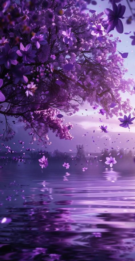 Purple Landscaping, Purple Scenery, Wisteria Wallpaper, Pretty Scenery, Make In India, Purple Aesthetic Background, Purple Flowers Wallpaper, Glittery Wallpaper, Dreamy Artwork