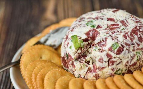 A Dried Beef Cheese Ball Recipe The Party Will Cheer Over Dried Beef Cheese Ball, Chipped Beef Cheese Ball, Beef Cheese Ball, Beef Appetizers, Bread Bowl Recipe, Cream Cheese Recipes Dip, Dip Recipes Appetizers, Dried Beef, Cheese Ball Recipe