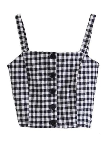 Single Breasted Checkered Cami Top Strap Crop Top, Diy Fashion Clothing, Crop Top Outfits, Girls Fashion Clothes, Dream Clothes, Sewing Clothes, Cute Tops, Diy Fashion