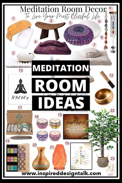 meditation room Meditation Room At Home, Yoga Room Inspiration, Decor For Dining Room Table, Den Room Ideas, Decor For Top Of Kitchen Cabinets, Home Relaxation Room, Decor For Above Bed, Meditation Room Decor Ideas, Decor For Dresser