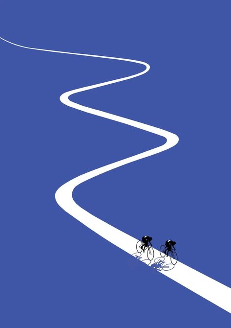 Road Not Taken Illustration, Illustrator Line Art, Road Illustration Design, On The Road Illustration, Roads Illustration, Biking Illustration, Explorer Illustration, Journey Aesthetic, Path Illustration