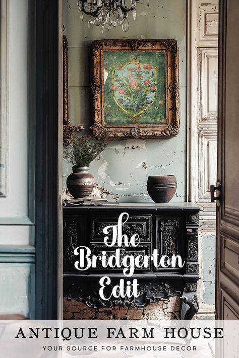 https://pin.it/YzDzImnrJ Colonial Foyer, Bridgerton Decor, Vintage Booth Display, Lady Whistledown, Bridgerton Inspired, The Whispers, Farmhouse House, Decorating Style, Romantic Decor