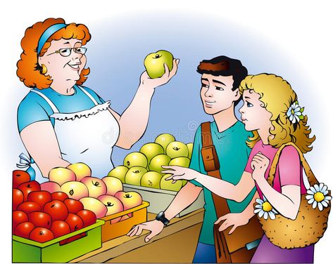 Kids are buying apples. Vector drawing. Boy and girl consulted with the seller a , #SPONSORED, #Vector, #drawing, #apples, #Kids, #buying #ad Vegetable Vendor, Sale Illustration, Vegetable Drawing, Apple Stock, Draw Cartoon, Fruit Vector, Buy Apple, Children Images, Vector Character