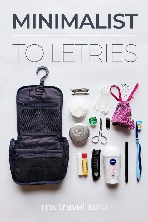 Want to know what my minimalist toiletries include? Take a peek at my toiletries packing list and learn how you can pack less toiletries for your next trip. Don’t forget to pin it on your travel board! #minimalist #minimalisttravel #minimalisttoiletries #traveltip #packingtips #mstravelsolo Pack Toiletries For Travel, Minimalist Toiletries, Travel Toiletries List, Toiletries Packing List, Toiletries Packing, Toiletries For Travel, Toiletries List, Minimalist Travel Packing, Traveling Essentials