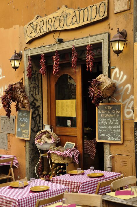 ~Trattoria Aristocampo  -  Roma~  I loved eating at all the sidewalk cafe's when we were there!!!!!!! Italy Tours, Shop Fronts, Italian Restaurant, Rome Italy, Cafe Restaurant, 인테리어 디자인, A Restaurant, Store Fronts, Italy Travel