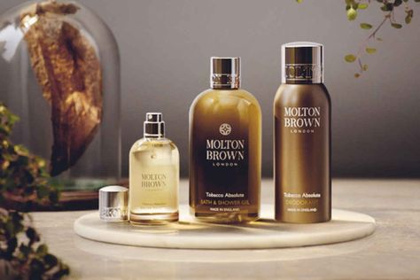 Molton Brown Introduces New Tobacco Absolute Collection Honey Packaging, Japanese Cosmetics, Candles Photography, Skincare Packaging, Molton Brown, Cosmetics Photography, Gas Prices, Beard Care, White Tea