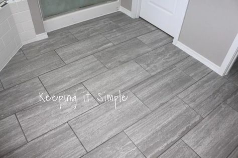 14 Stylish Bathroom Floor Tile Ideas for Small Bathrooms | Hometalk Bathroom With Gray Tile, Gray Tile Floor, Floor Tile Bathroom, Gray Tile, Grey Wood Floors, Grey Floor Tiles, Diy Basement, Small Tiles, Floor Remodel