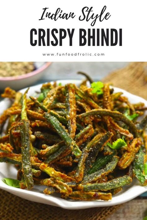 Kurkuri Bhindi, Crispy Okra, Indian Vegetable Recipes, Bhindi Recipe, Okra Recipes, Spicy Snacks Recipes, Breakfast Recipes Indian, Vegetarian Fast Food, Indian Cooking Recipes