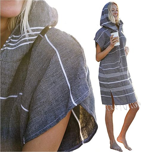 Amazon.com: Lost & Leisure Changing Towel Turkish Towel Robe Poncho for Women and Teens: Health & Personal Care Beach Towel Dress, Hooded Beach Towel, Towel Poncho, Beach Poncho, Changing Robe, Make Your Own Clothes, Womens Wetsuit, Turkish Towels Beach, Weave Style